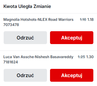 aktualizacja kursow w zakladach na zywo