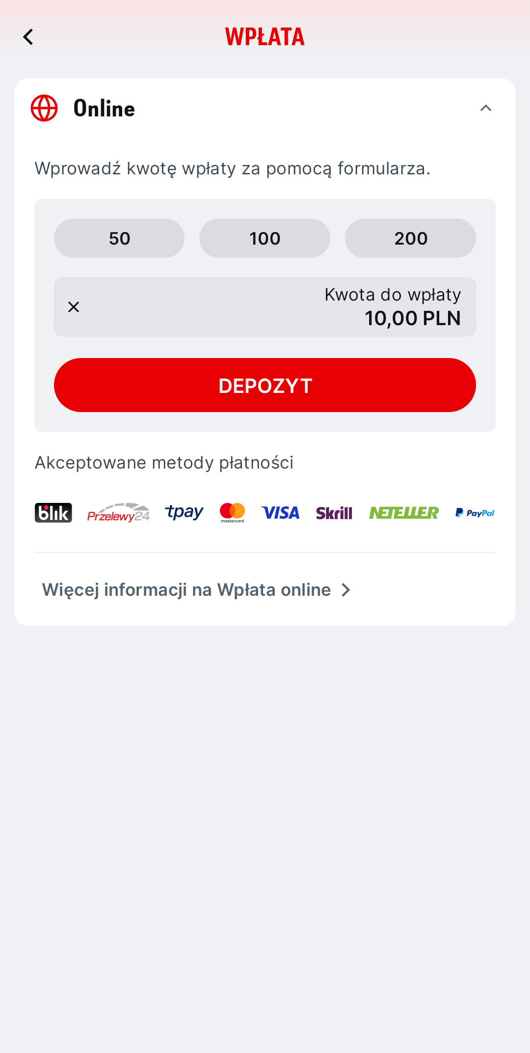 wplata paysafecard w aplikacji
