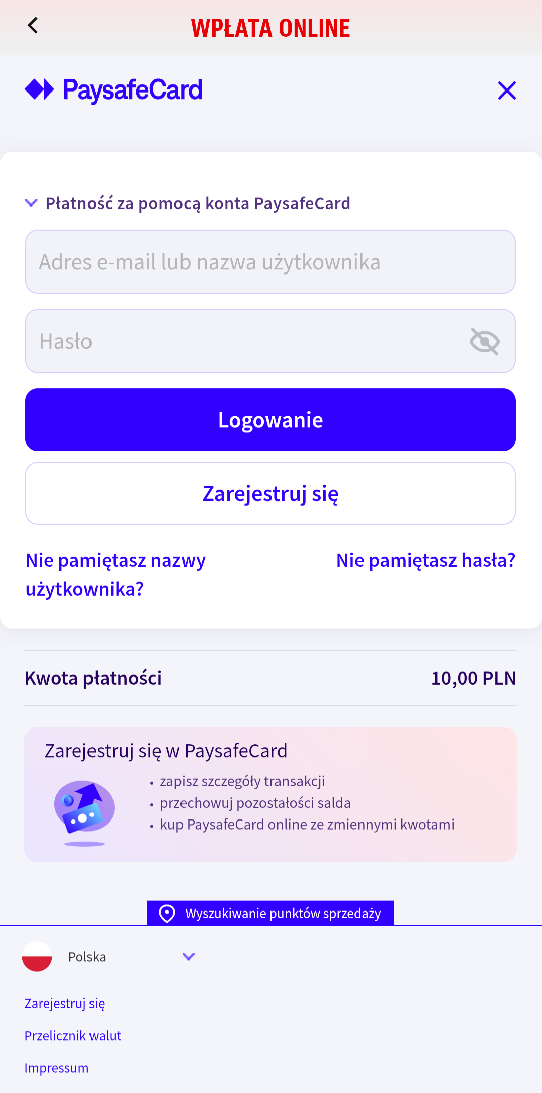 paysafecard depozyt aplikacja