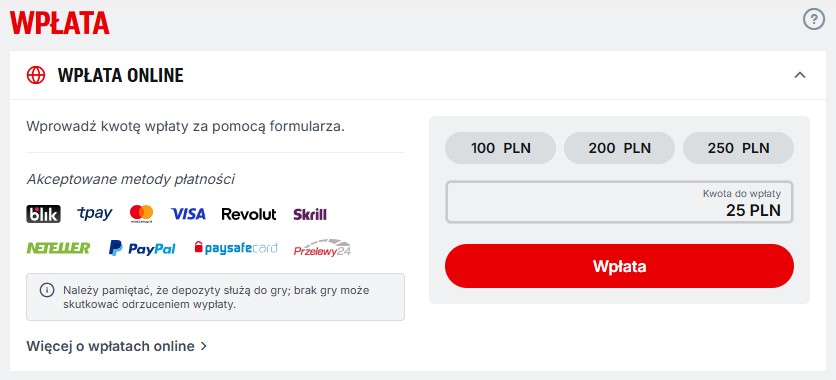 wplata online 25 pln superbet