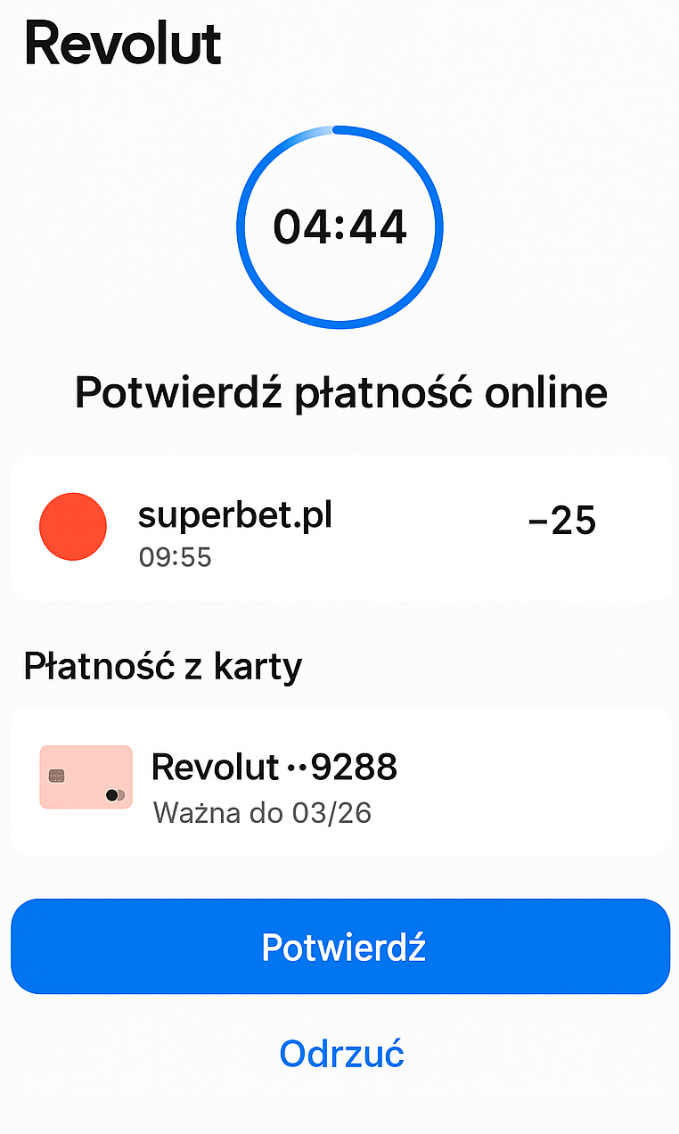 revolut potwierdzenie