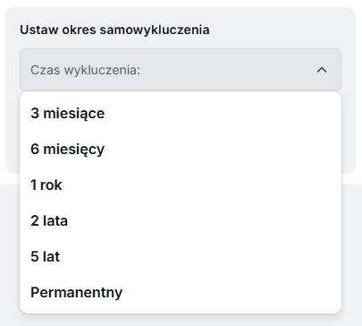 okres samowykluczenia