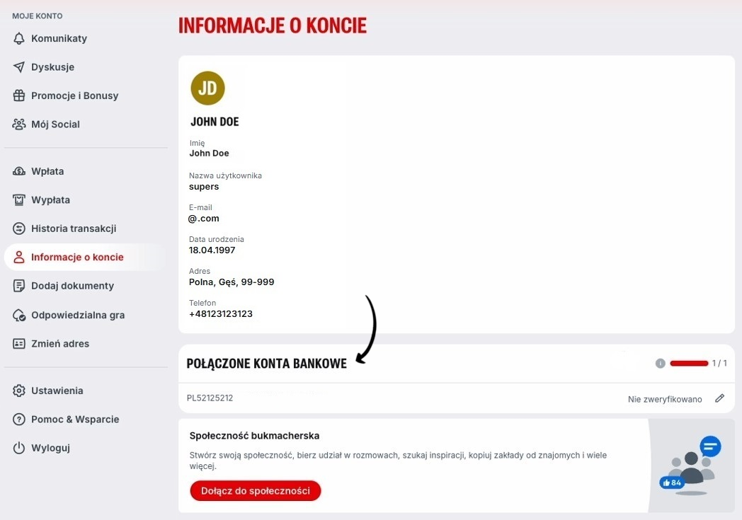 polaczone konto bankowe weryfikacja