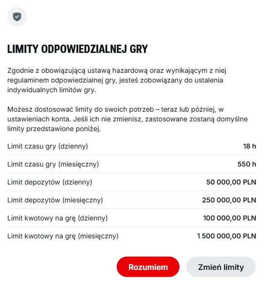 limity odpowiedzialnej gry