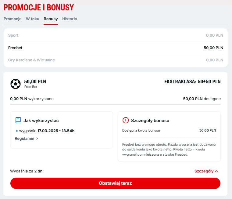 promocje i bonusy freebet