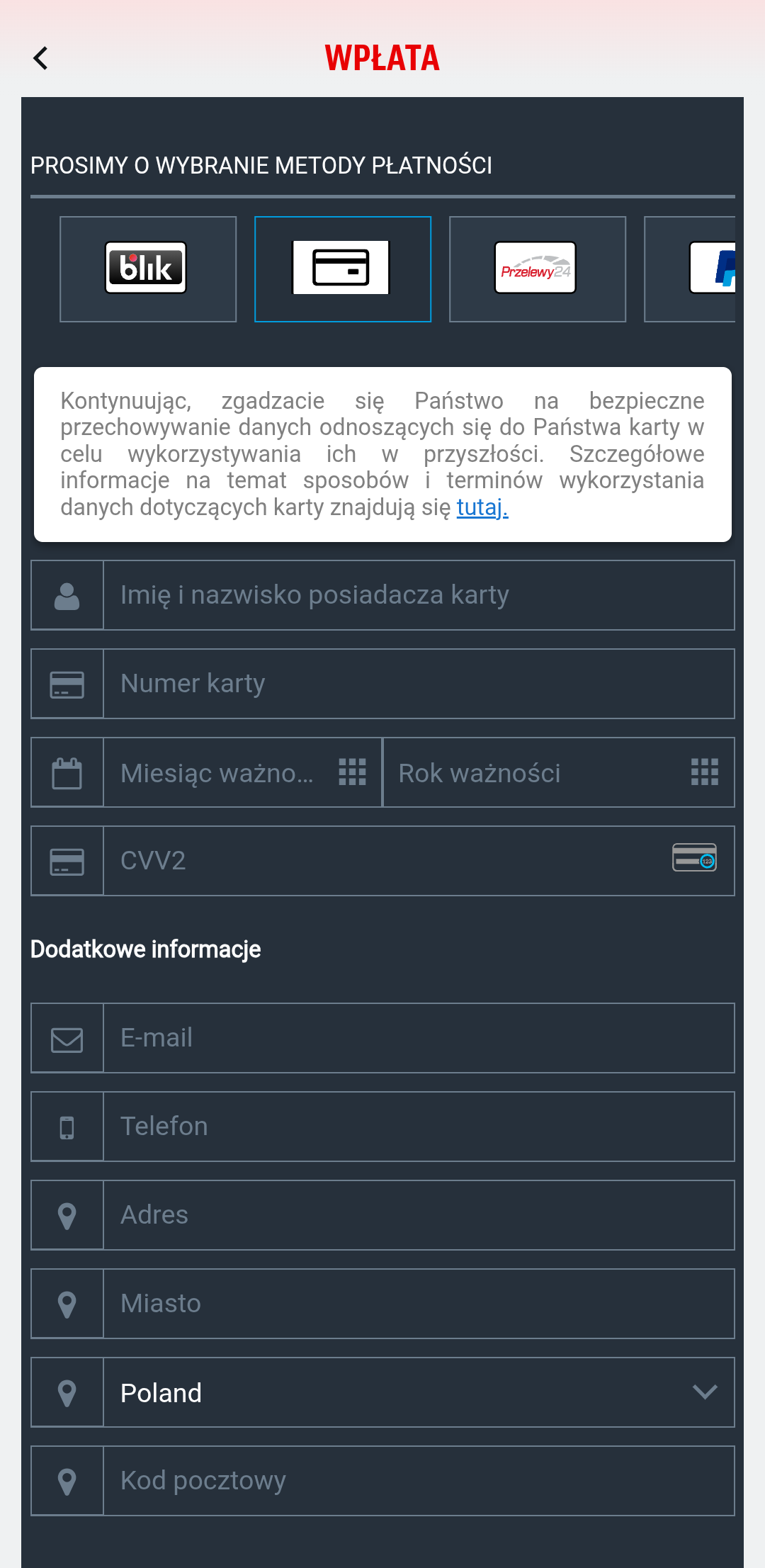 wplata karta aplikacja superbet