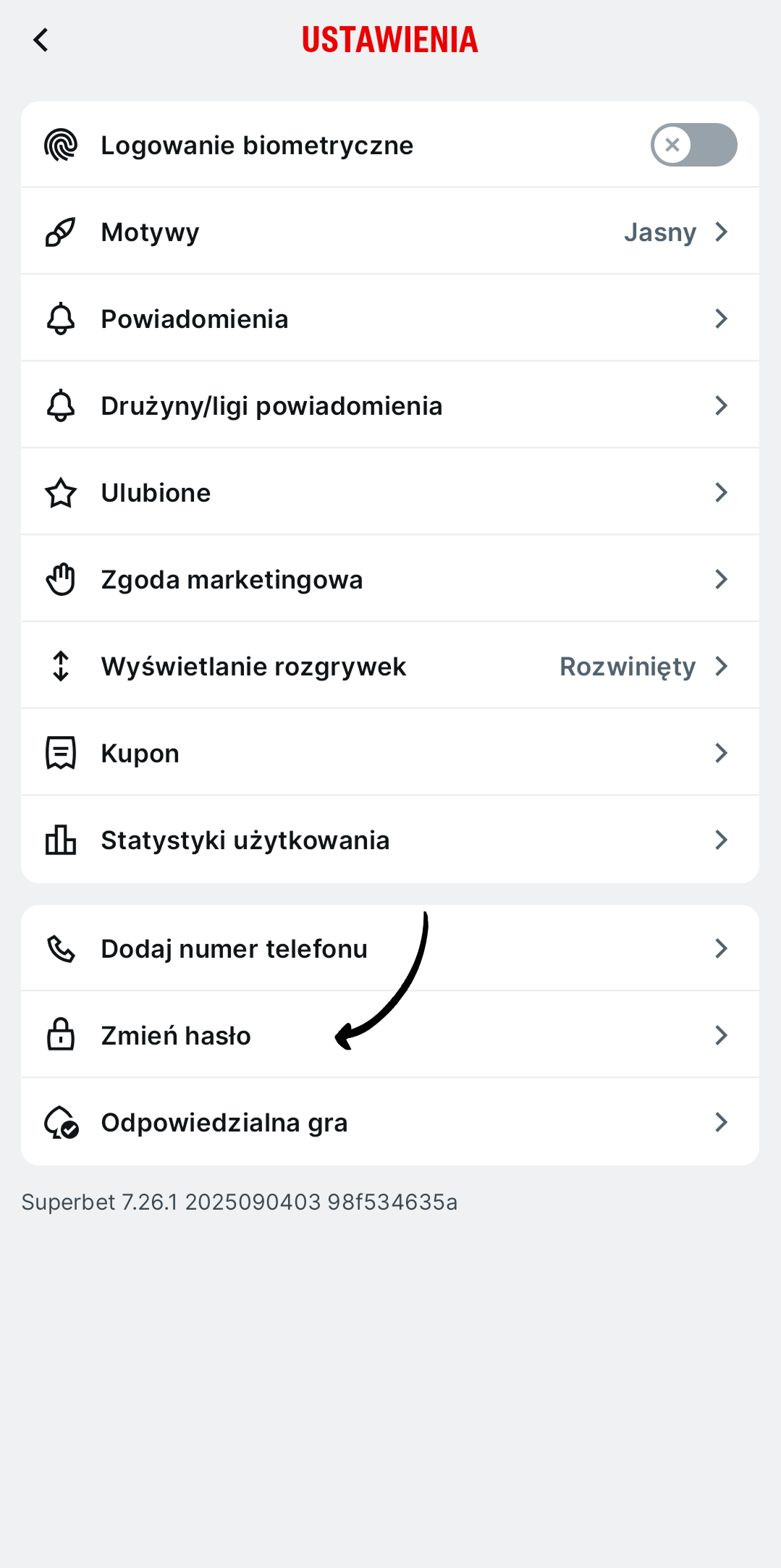 jak zmienic haslo w aplikacji