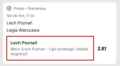1 gol przewagi lech legia w superbet