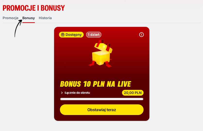 bonusy w sekcji promocje i bonusy