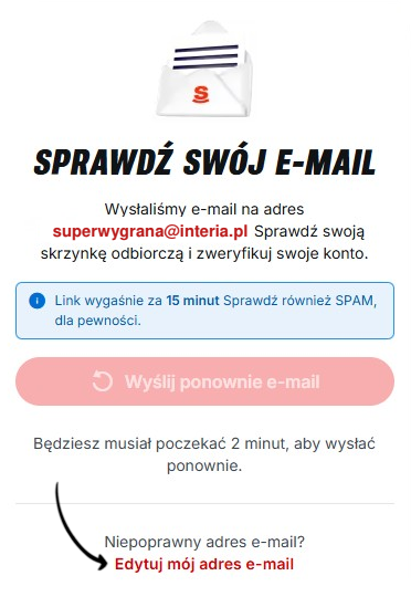 edycja adresu email po rejestracji